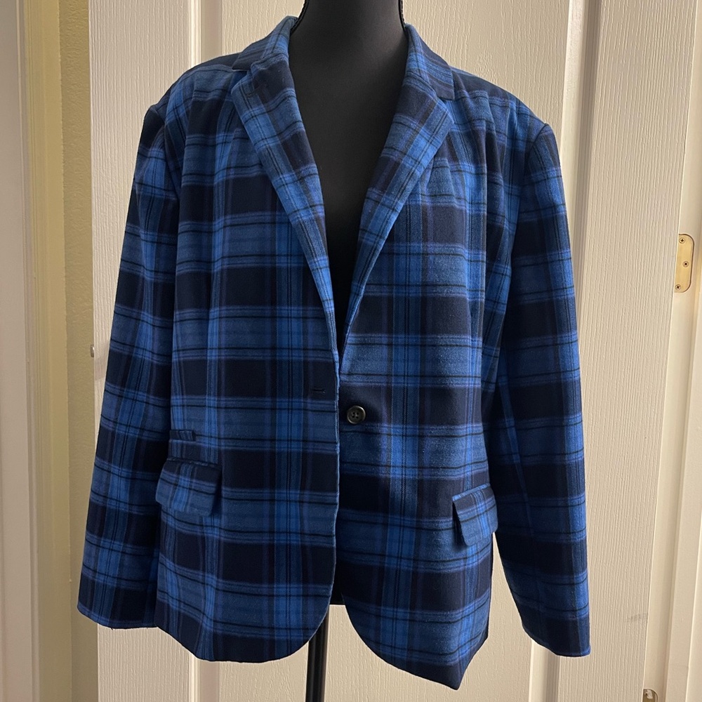 Merona Blue and Black Plaid Blazer